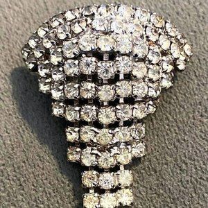 Vintage Rhinestone Tiered Neck Clip or Shoe clip? Brooch Pin Art Nouveau Style